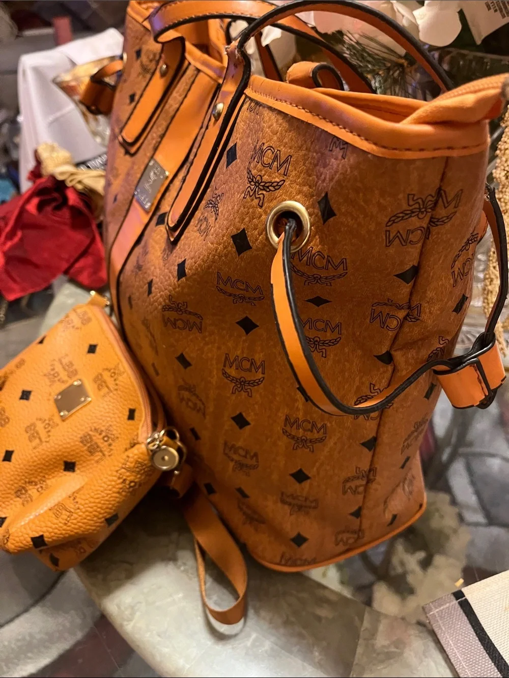 Cognac Visetos Canvas Tote Bag & 🔥smaller bag